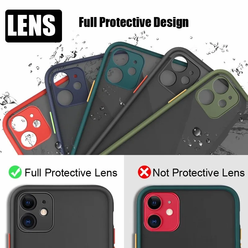 Camera Protection Phone Case For iPhone 11 12 Pro Max Mini XS X XR 6S 7 8 Plus SE 2020 Luxury Transparent Matte Cover Hard Shell