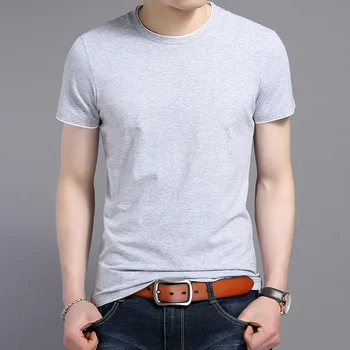 

Fashion men t-Shirt men cotton short sleeves Casual summer Solid color plus size tops tshirt