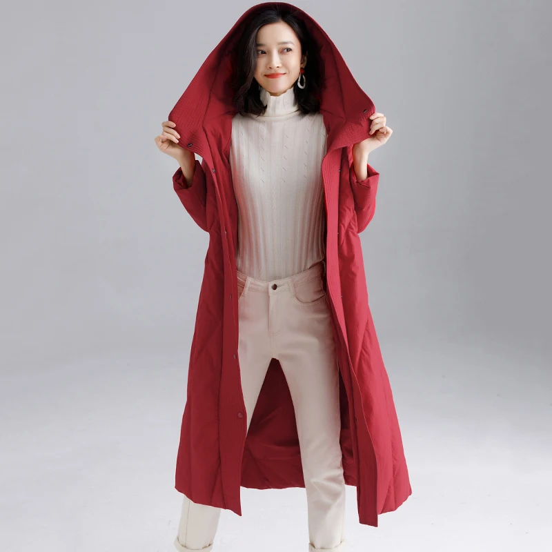 ZHICHU Hooded down jacket Long down jacket Women's down jacket