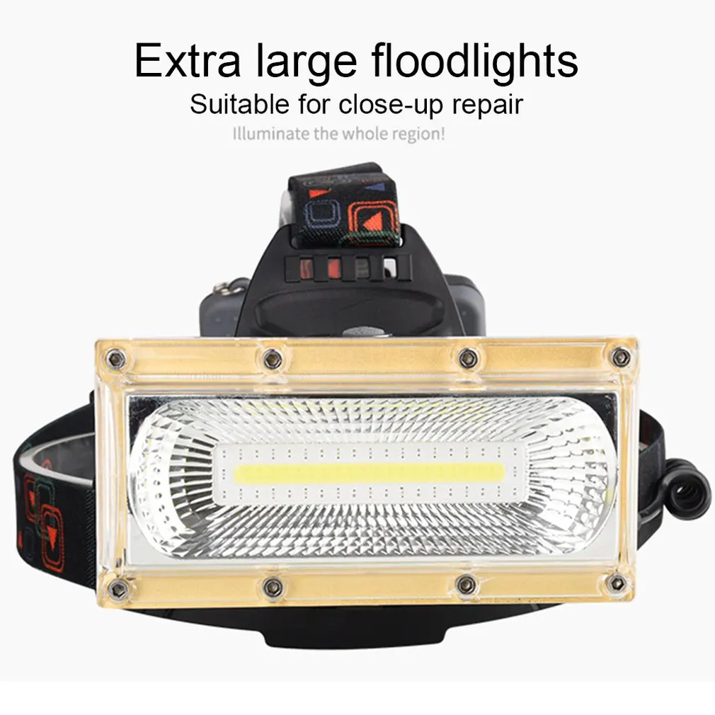 30W LED COB Strong Light Rechargeable 18650 Headlamp Headlight Fishing Flashlight For Outdoor activity Golden Helmet Type