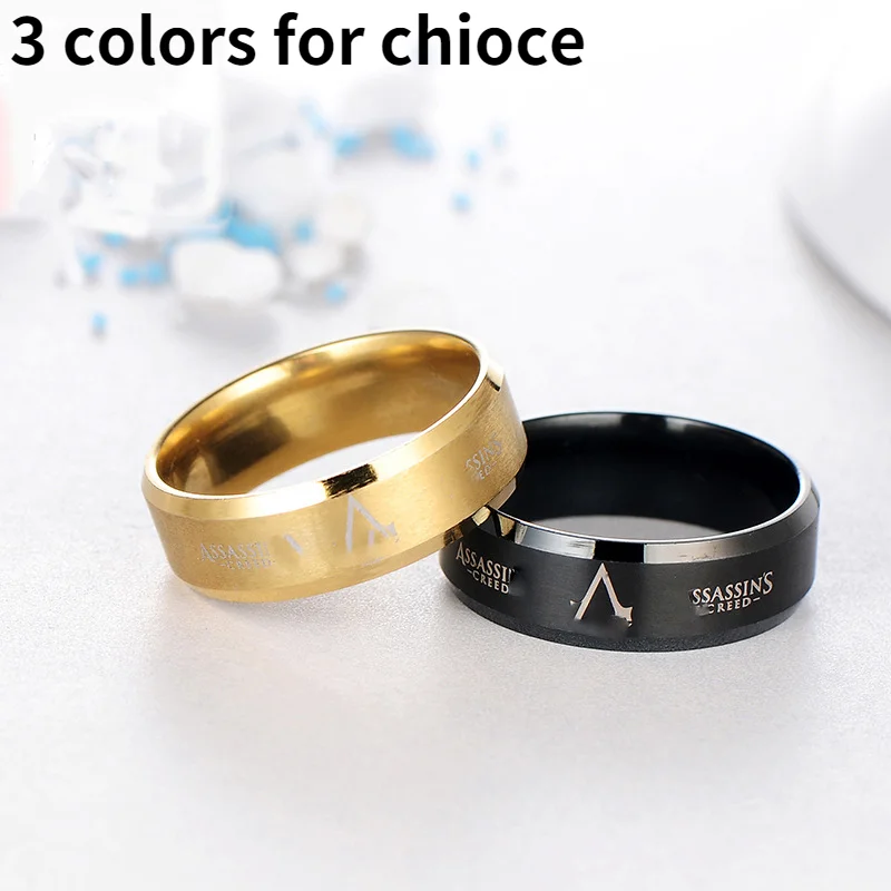 Мужское кольцо из нержавеющей стали Assassins Creed Black Frosted Jewelry Gift | Украшения и