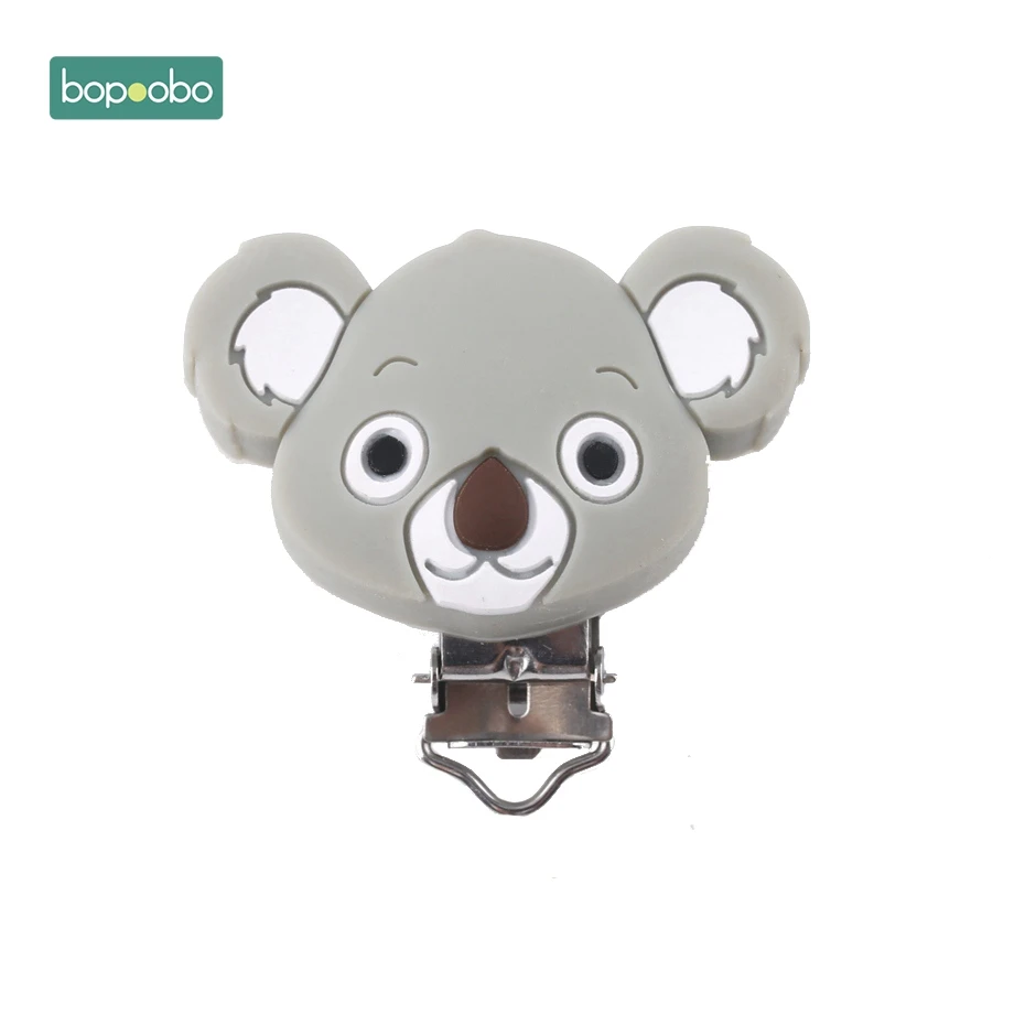 Gray Koala Bopoobo 1 шт. силиконовая соска-подвеска пищевые материалы BPA Бесплатный детский душ подарок для кормления Аксессуары детский силиконовый держатель для грызунов - Цвет: Gray Koala