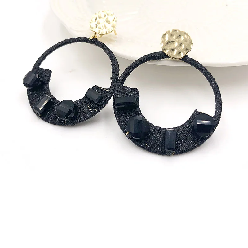 

2019 New Temperament Round Earrings Crystal Applique Alloy Wild Fashion Korean Earrings Female Jewelry Accessories Hot