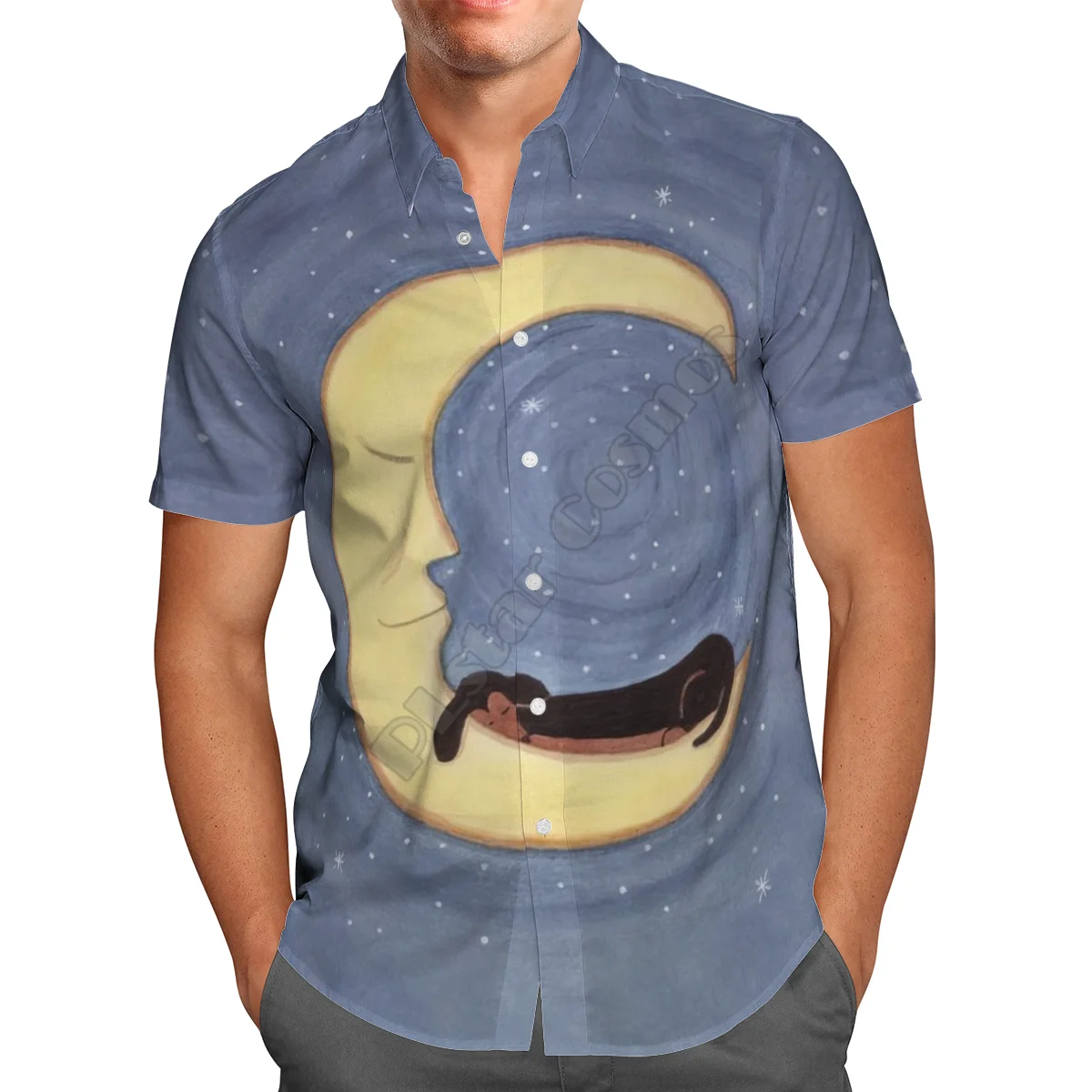 Hawaii Shirt Hawaiian beach Summer Funny Dachshund 3D Printed Men's Shirt Harajuku Tee hip hop Casual shirts 04