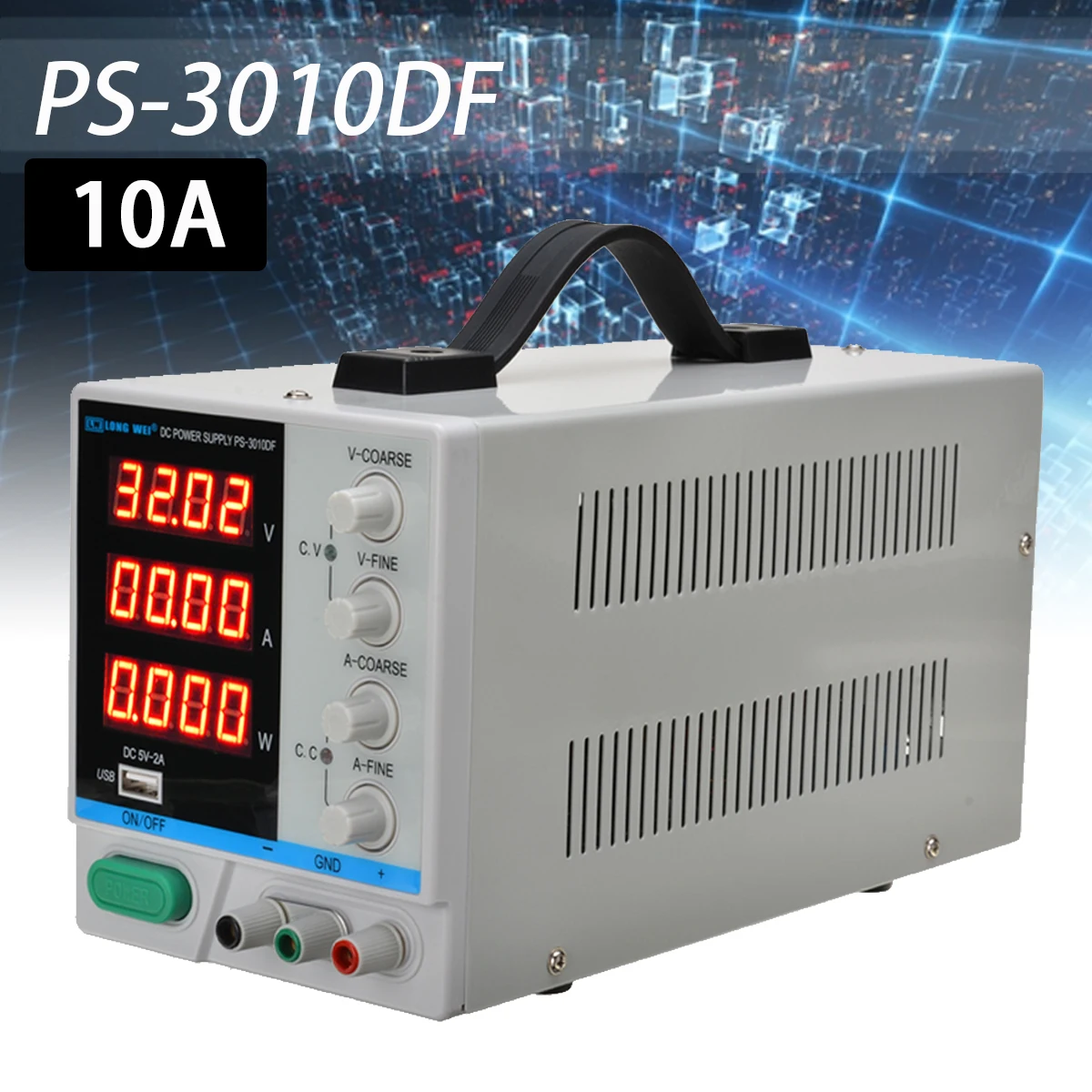 1 шт. PS-3010DF 30 в 10A мини Регулируемый источник питания постоянного тока высокой точности переменный ЖК цифровой лабораторный завод автомобильный аудио источник питания