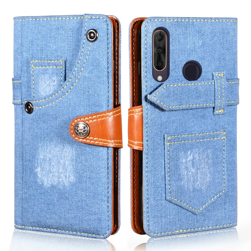 Jeans Style Leather Flip Case For Wiko View 3 Pro View3 Vintage Jean Denim Wallet Cover with Card Pocket Phone Holder | Мобильные