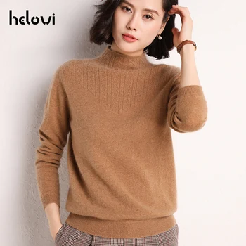 

Helovi 100% cashmere sweater women 2019 Winter Sweater Knitted Sweaters And Pullovers kawaii sweater jumper women new