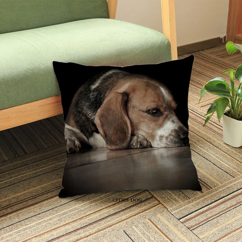 beagle74 Животное собака породы Бигль окрашенная Акварельная льняная подушка, подушка для дома гостиной диван украшения наволочки подушки собаки - Цвет: beagle74