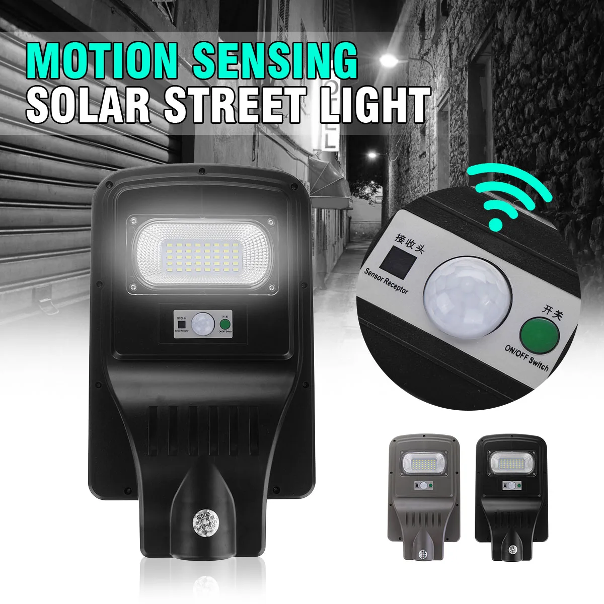 

3W LED Solar Street Light Wall Lamp Motion Sensor Light+Light/Remote Control Outdoor Waterproof IP65 Security Garden Lamps