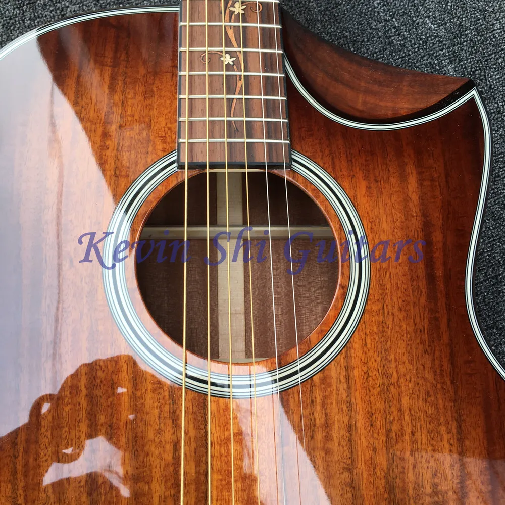 4" винтажный вид K24 Акустическая гитара закат KOA K24ce электроакустическая гитара половина выреза электрическая акустическая