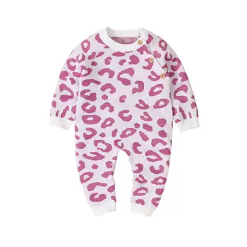 

Pudcoco Knitted Romper for Newborn Baby Boy Girl Winter Leopard Sweater Long Sleeve Jumpsuit Kids O-neck Jumper Outfits