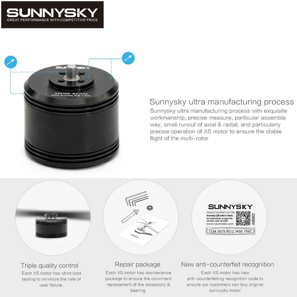 Высокоэффективный бесщеточный двигатель SunnySky X3515S 400KV для мультикоптера Rc 1