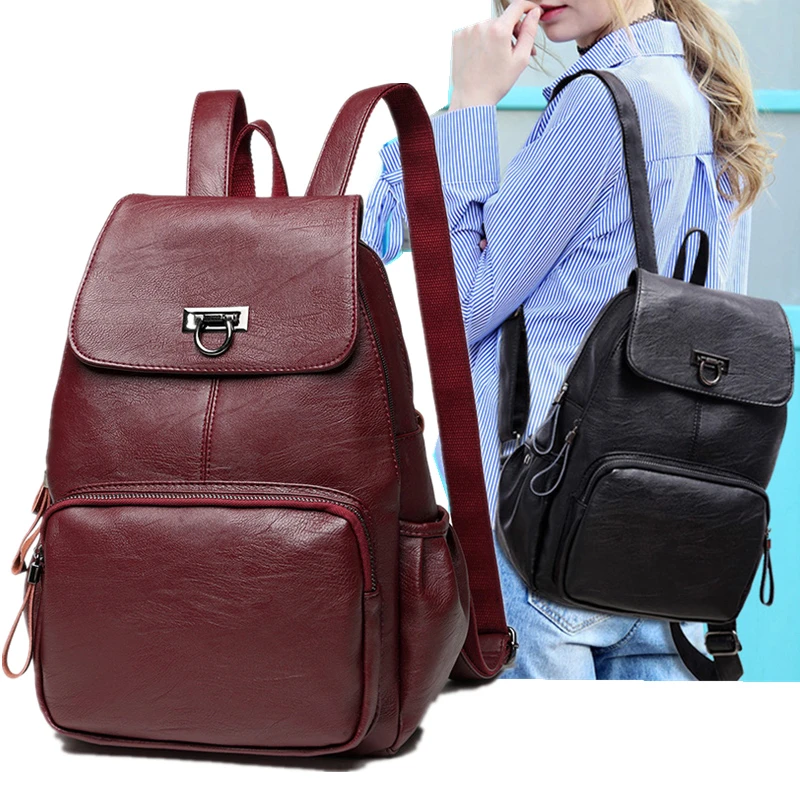 Mochilas de piel auténtica para mujer, mochila gran capacidad, escolares impermeables para jóvenes, 2019|Mochilas| - AliExpress