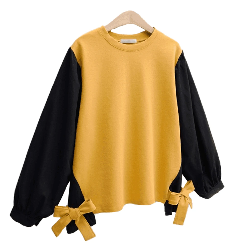 Европейские свободные женские топы, L-4xl размера, хлопковое кимоно для женщин, Осень-зима, модная популярная Удобная блузка со шнуровкой и бантом
