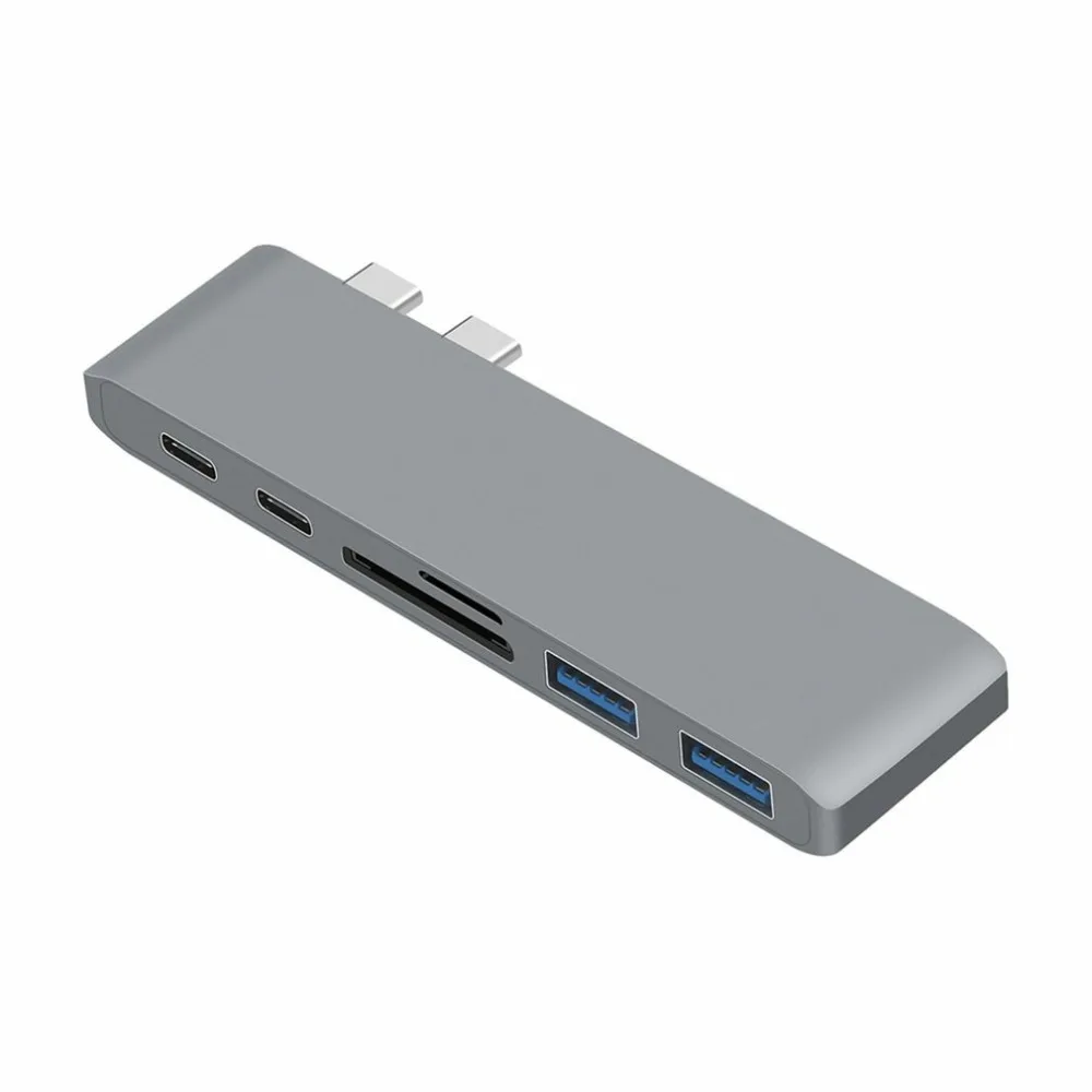 Dual type-c концентратор hub+ кард-ридер+ PD зарядки 4K HD 6-в-1 конвертер мультимедийного Интерфейс удлинитель адаптер
