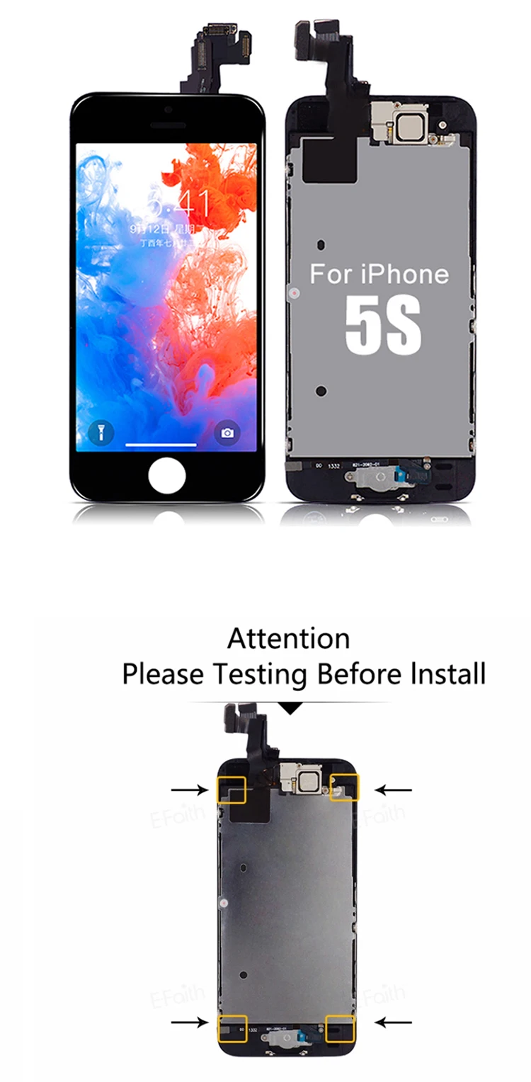 Полный комплект для iPhone 5 5S 5C ЖК-экран полная сборка Дисплей сенсорный дигитайзер Замена Фронтальная камера домашняя кнопка установлена