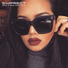 SIMPRECT Квадратные Солнцезащитные очки для женщин Роскошные брендовые дизайнерские ретро солнцезащитные очки UV400 зеркальные солнцезащитные очки винтажные Оттенки для женщин
