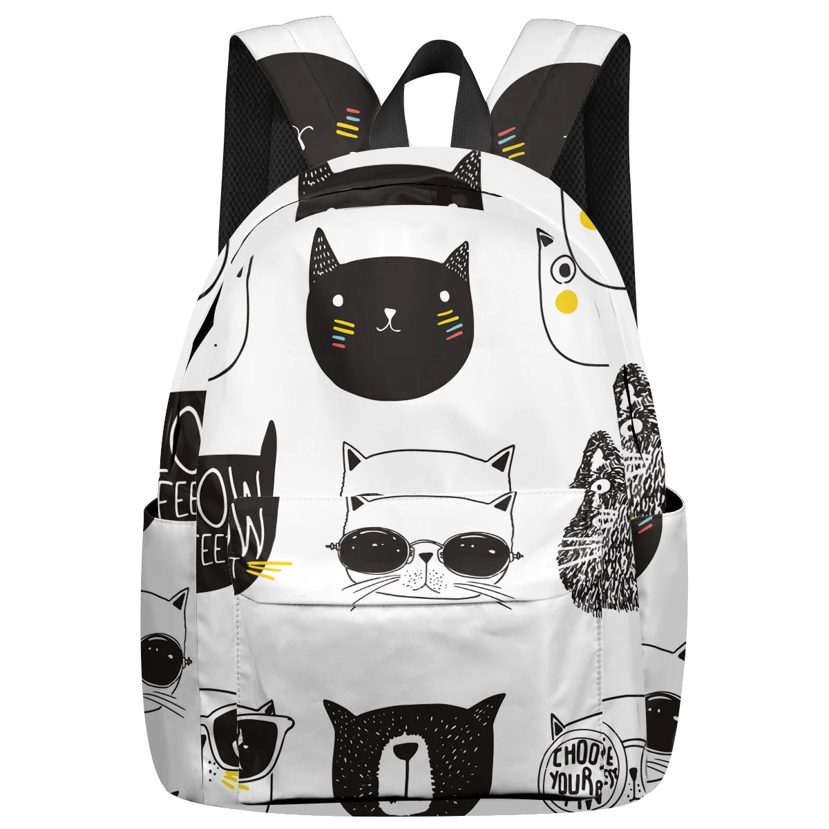 

WHEREISART Cute Pet Cat Head Cartoon Backpacks Scratch-Resistant Notebook Backpack April Fool'S Day Laptop Backpack Sports