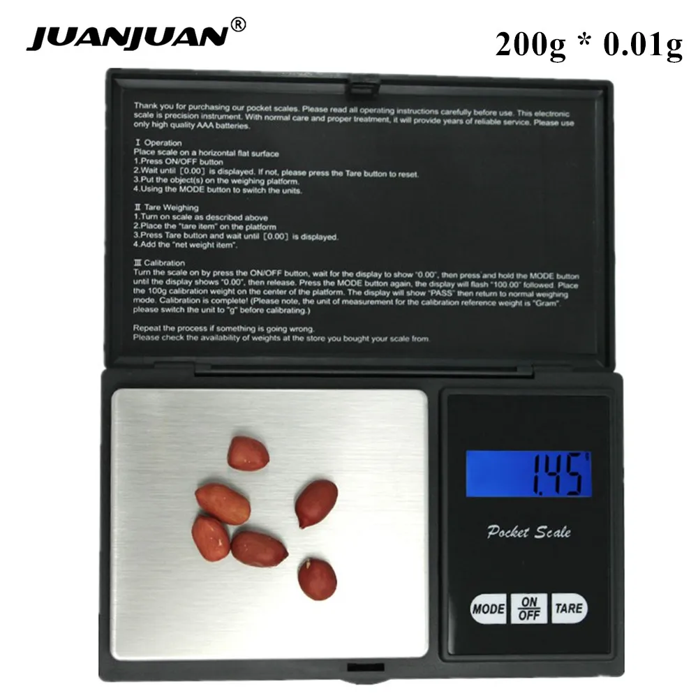 

Digital Scale Electronic Weighting LCD Pocket Accurate Weight Balance Jewelry Coin Gold Scale 200g * 0.01g g/oz/gn/ct/dwt/ozt