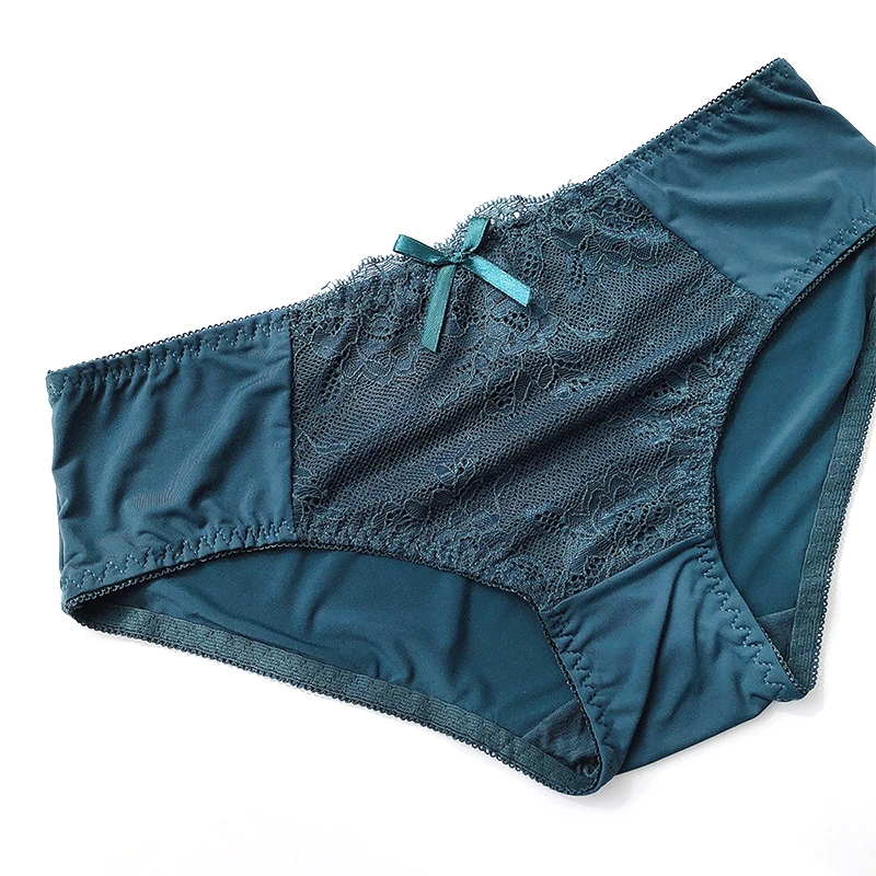 Dark Green Women Panties Women Midwaist Briefs Highend Underwear Lady