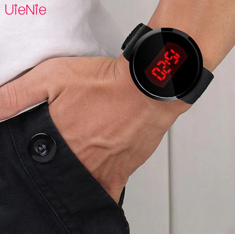 

New Fashion Men Women Watch Touch Screen Round Dial LED Waterproof Digital Watches Day Date Electronic Silicone Band Watch Gift