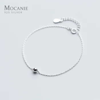 

Mocanie New 925 Sterling Silver Fashion Simple Light Beads Bracelet Bangle for Women Link Chain Fine Jewelry Student Gift
