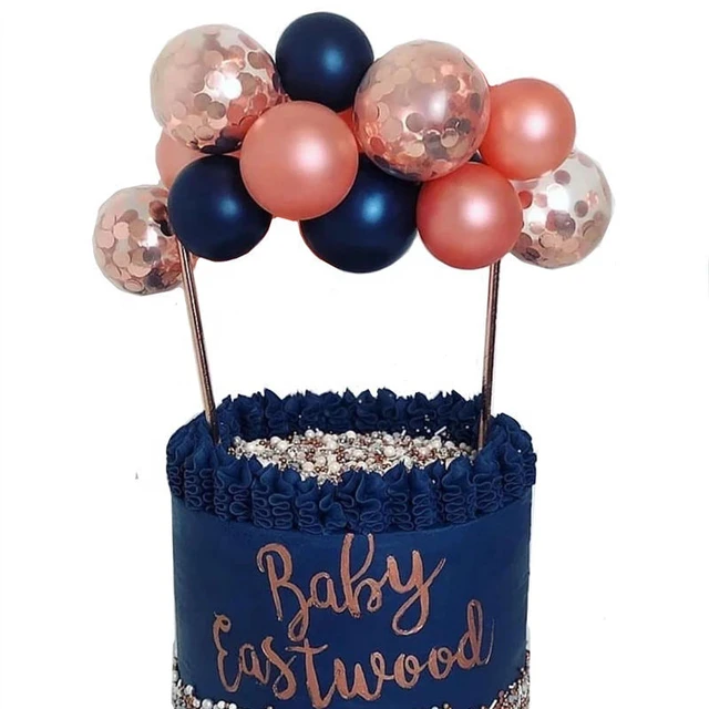 1 Set 5inch Confetti Balloon Cake Topper Décoration avec papier Paille Bow  Baby Shower Favorise mariage Fournitures de fête d'anniversaire