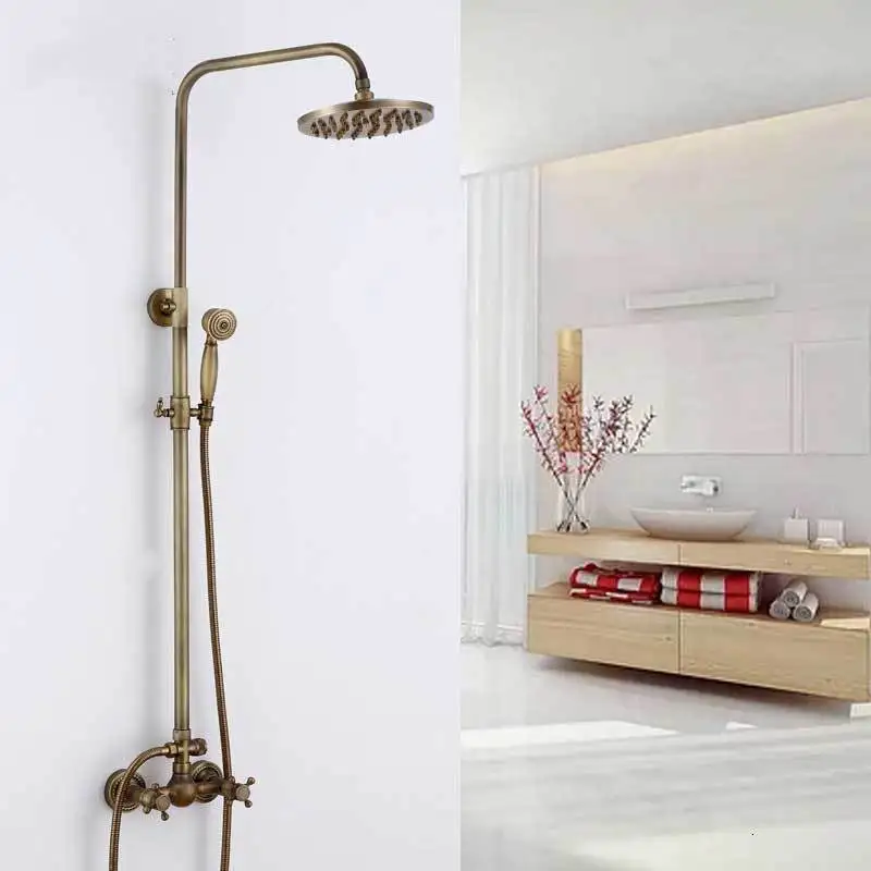 Shower game, old brass shower mixer, wall mounted shower faucet - Цвет: a