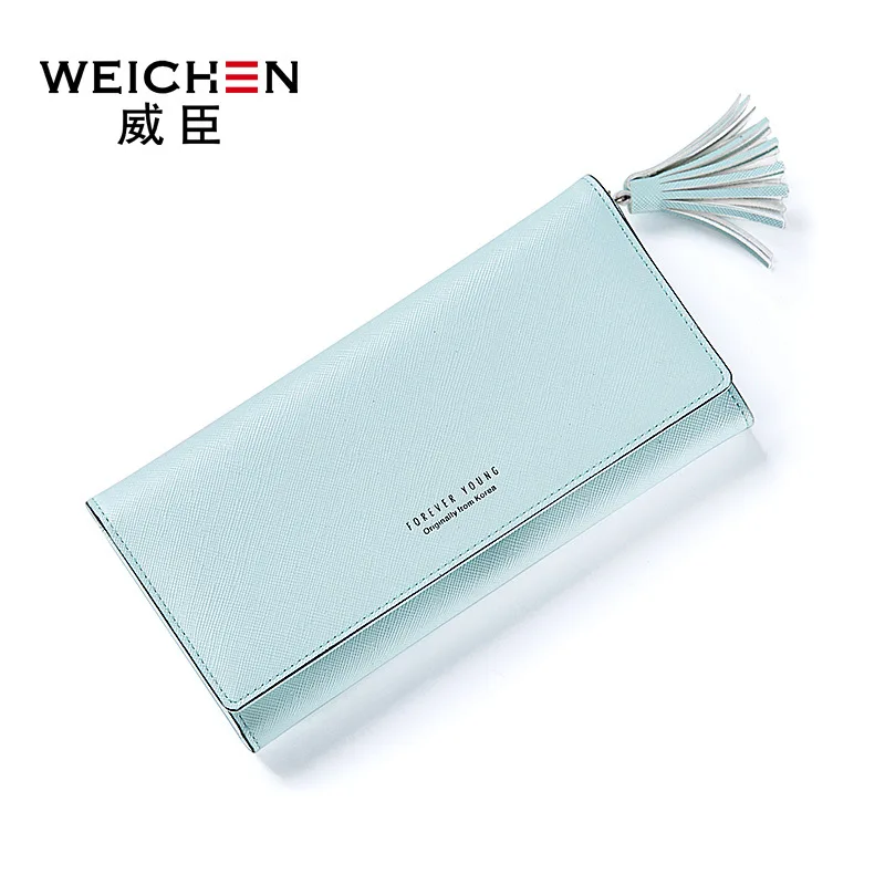 Wallet Ladies Long Fashion Tassel Doka Large Capacity Wallet - Цвет: Зеленый