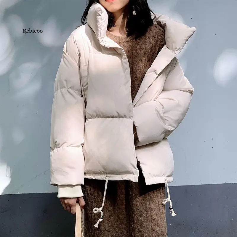 

Fall/winter Women's Solid Color Down Jacket Warmth Padded Stand-Up Collar White Duck Down Parka Women's Jacket Jacket