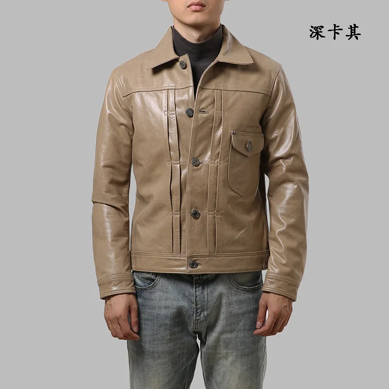 Deals AZ1905-7 Read Description! Asian size good goat leather jacket genuine goat leather jacket 3 colours