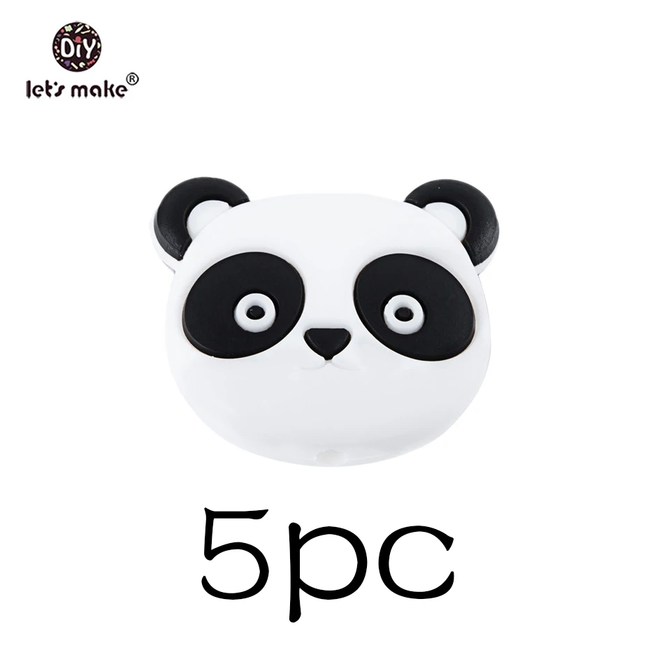 5pc white head Let's Make DIY силиконовые бусины в виде панды, 10 шт., силиконовые крошечные стержни, прорезыватели для зубов, соски, клипсы, цепи, аксессуары, бусины, Силиконовые Детские Прорезыватели - Цвет: 5pc white head
