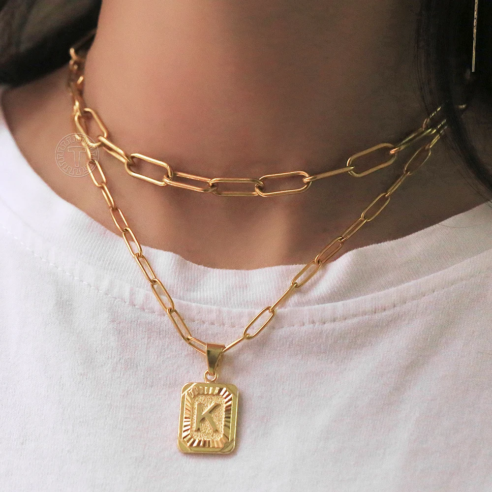 New Chic Gold Initial Necklace Layering 