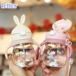 Tritan Plastic Baby Feeding Cup with Straw Sippy Cup Kids Learn Drinking Bottle Training Cup with Handle/Gravity Ball 270ml