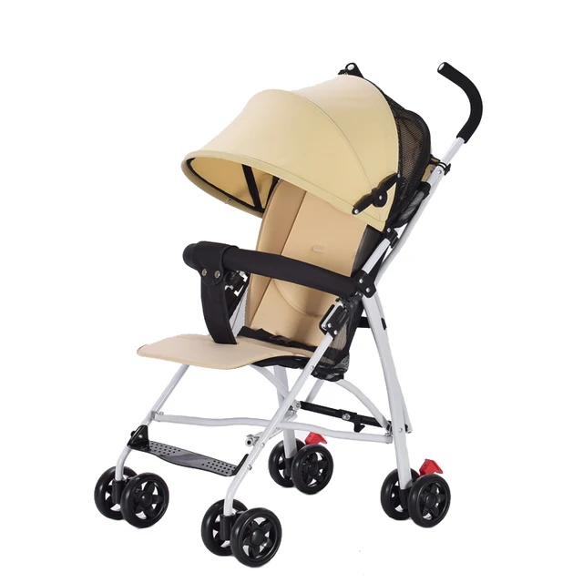 $US $57.96  Baby four-wheeled stroller baby umbrella cart light foldable Lycra cotton cotton pad armrest remova