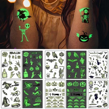 

Luminous Temporary Tattoos Stickers GLOW IN DARK Face Body Waterproof Tattoo sticker Party Halloween TSLM1