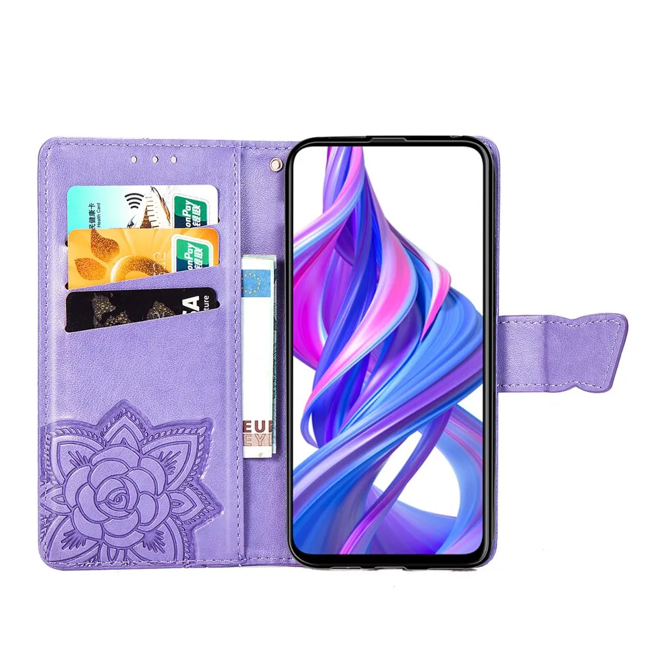 Чехол для huawei Honor 9X, флип-бумажник, PU кожаный чехол для Honor 9X Pro, чехол с бабочкой, Mmbossing, чехлы для телефонов Honor 9 Lite