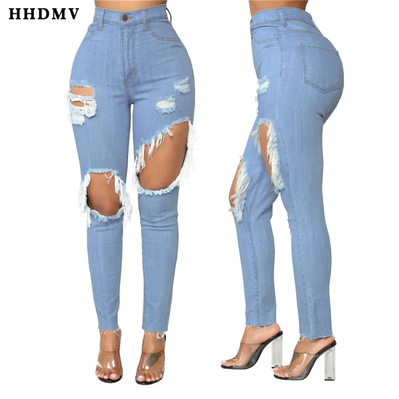 HHDMV GHSF12028 модные длинные джинсы в стиле хип-хоп, брючные пуговицы, карманы, рваные, выдалбливают, джинсовые длинные штаны для маленьких ног