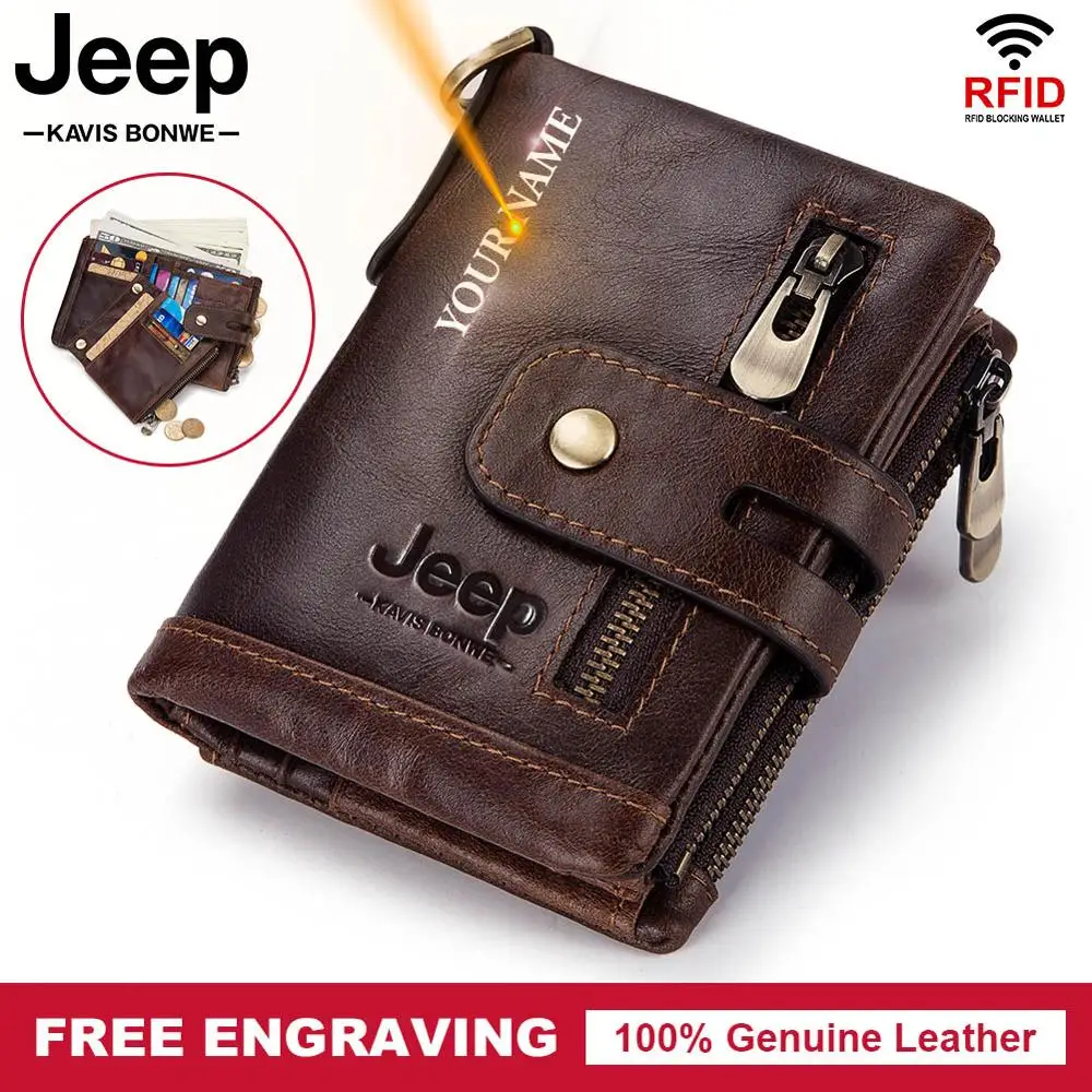 Men Wallet Chain Card-Holder Coin-Purse PORTFOLIO Walet-Pocket Small Male Mini 100%Genuine-Leather