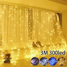 3x3M USB LED Curtain String Lights Flash Fairy Garland with Remote Control Home Decoration Bedroom Party Window Holiday Lighting