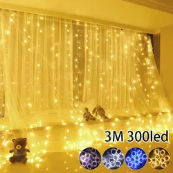 3x3M USB LED Curtain String Lights Flash Fairy Garland with Remote Control Home Decoration Bedroom Party Window Holiday Lighting
