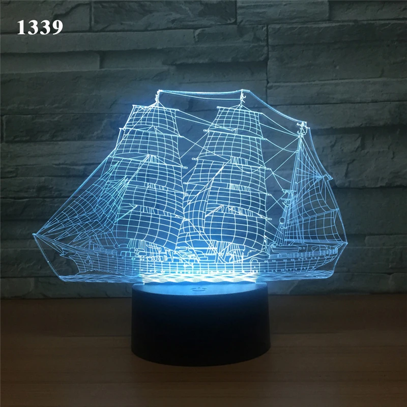 3D пиратский корабль ночник светодиодный домашний декор RGB настольная лампа для