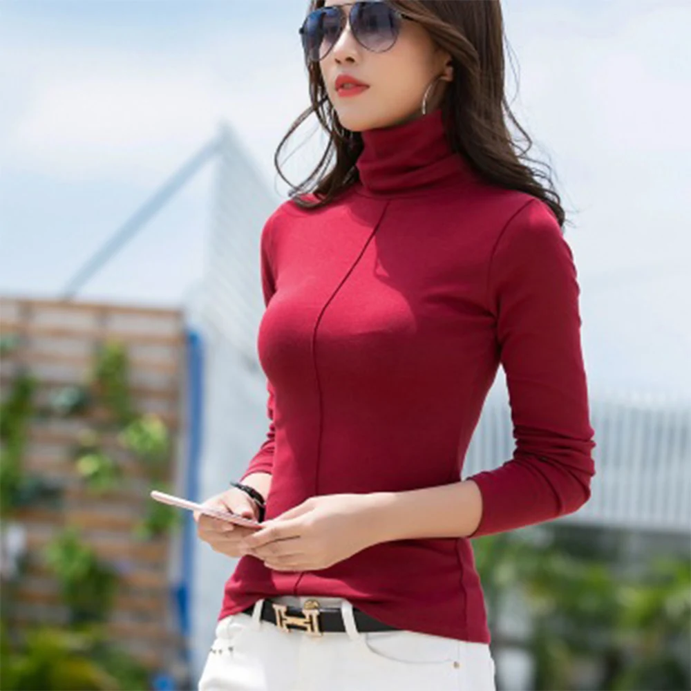 

Winter Korean Style Skinny Turtleneck Sweaters Women Bodycon Basic Pullovers Long Sleeve Pull Femme Coat Female Tops