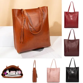 

2019 New Fashion Women Solid Color Tassel Hnadbag Bolsas De Mujer Phone Shoulder Sling Tote Bag Sac A Main Shopping Hand Bag#C10