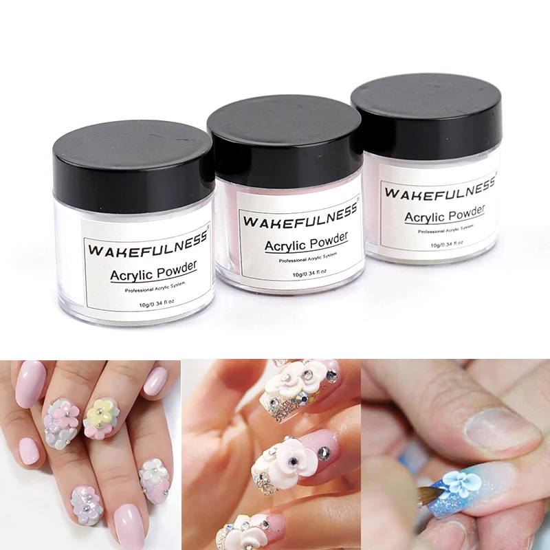 Acrylic Powder 10 gram White Pink Clear Color Acrylic Nails Manicure Powder Manicure Set Kit Professional Nail Accessory 4