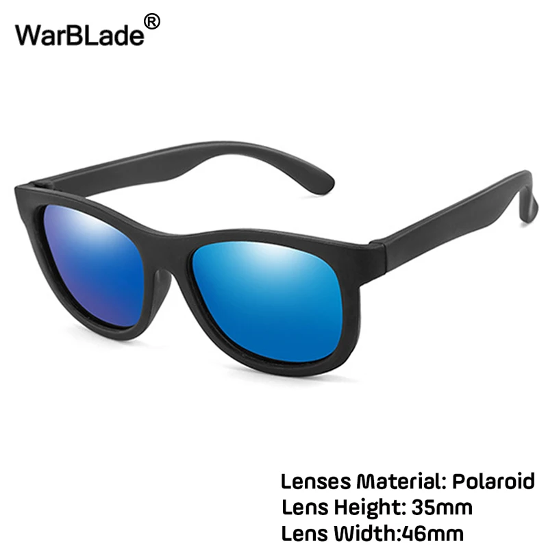 black blue WarBlade/новые детские солнцезащитные очки, Детские поляризованные солнцезащитные очки для мальчиков и девочек, силиконовые защитные очки для малышей, затемненные очки UV400 - Цвет линз: black blue