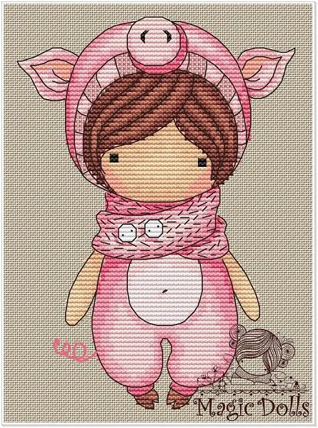 

Little Pirate Counted Cross Stitch Kit Cross stitch RS cotton with cross stitch Bonnie Rabbit - Magic Doll Piggy Doll