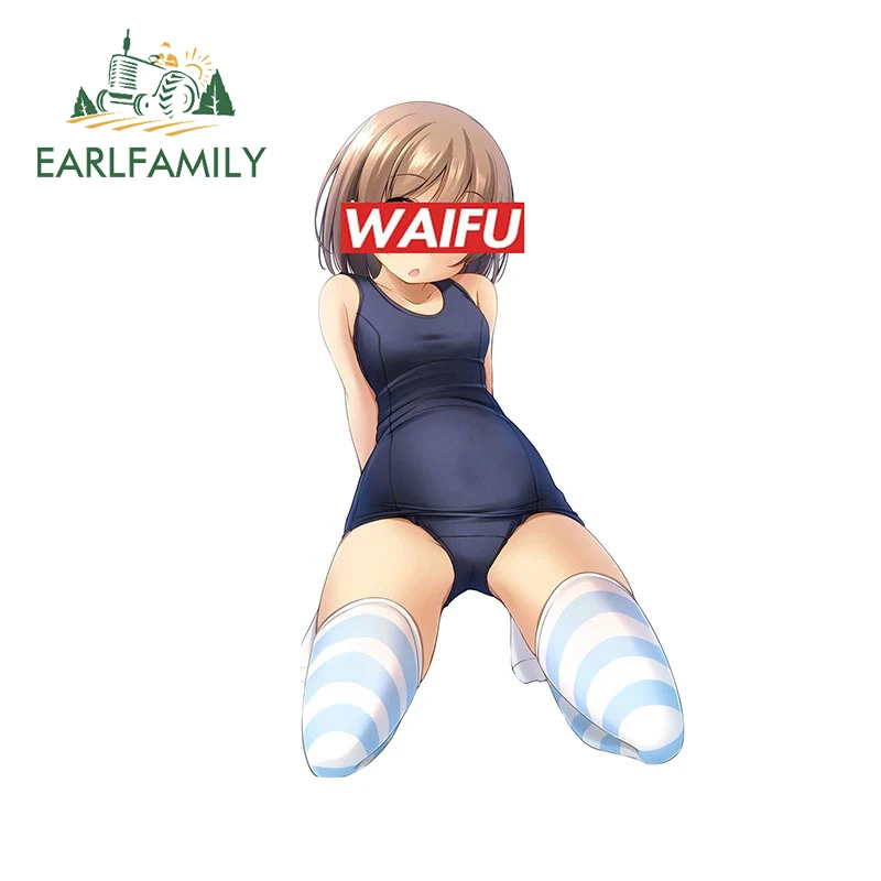 

EARLFAMILY 13 см x 7,4 см для аниме Girl Waifu виниловые наклейки на машину водонепроницаемые Переводные картинки с защитой от царапин аниме защита двери автомобиля