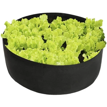 

Warms Spring Fabric Raised Planting Bed Non-woven Garden Grow Bags Herb Flower Vegetable Plants Bed Round Planter-Black