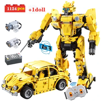 

City Vehicles Mechanical Hornet Robot Building Blocks Compatible Technics Car RC Remote Deformation Car Bricks Toys For Boys